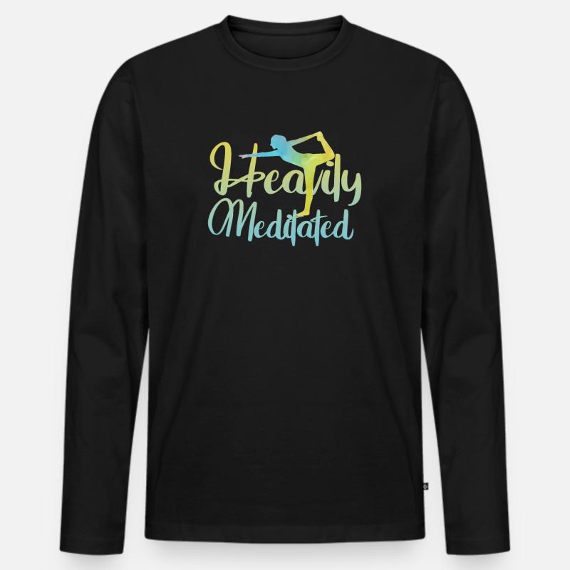 Stark meditiert - Männer Premium Bio Langarmshirt - Schwarz