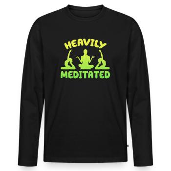 Heavily Meditated - Men's Premium Organic Long Sleeve Shirt - black - Front - Nico (187cm)