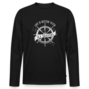 Sailor Meme Pirate Ship Ocean Sailing - Men's Premium Organic Long Sleeve Shirt - black - Front - Nico (187cm)