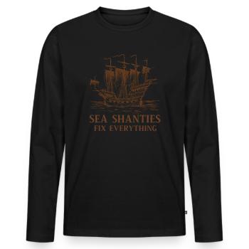 Sailor Meme Pirate Ship Ocean Sailing - Men's Premium Organic Long Sleeve Shirt - black - Front - Nico (187cm)