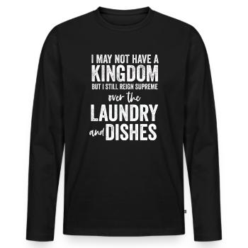 Herrschaft über Wäsche und Geschirr Hausfrau - Männer Premium Bio Langarmshirt - Schwarz - Vorne - Nico (187cm)