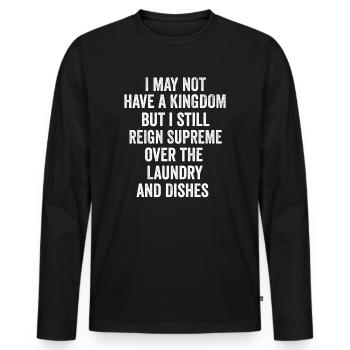 Herrschaft über Wäsche und Geschirr Hausfrau - Männer Premium Bio Langarmshirt - Schwarz - Vorne - Nico (187cm)