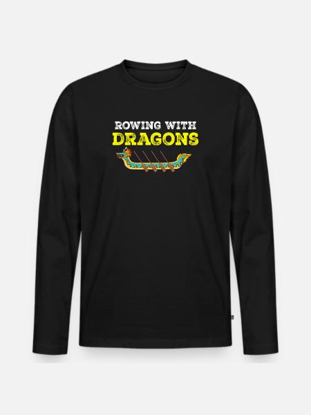 Rudern mit Drachen Drachenboot - Männer Premium Bio Langarmshirt - Schwarz