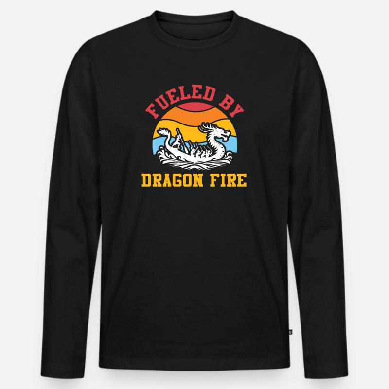 Angetrieben von Drachenfeuer-Drachenboot - Männer Premium Bio Langarmshirt - Schwarz