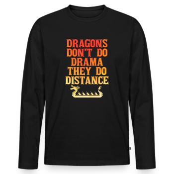 Drachen machen kein Drama, sie machen Distanz - Männer Premium Bio Langarmshirt - Schwarz - Vorne - Nico (187cm)