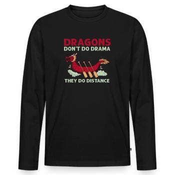 Drachen machen kein Drama, sie machen Distanz - Männer Premium Bio Langarmshirt - Schwarz - Vorne - Nico (187cm)