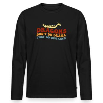 Drachen machen kein Drama, sie machen Distanz - Männer Premium Bio Langarmshirt - Schwarz - Vorne - Nico (187cm)
