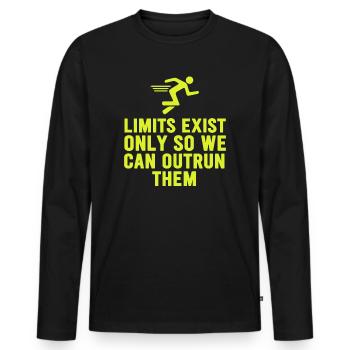 Limits Exist Only So We Can Outrun Them - Men's Premium Organic Long Sleeve Shirt - black - Front - Nico (187cm)