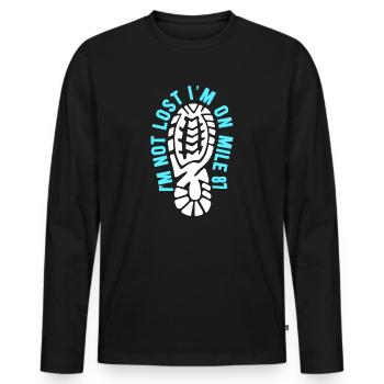 Ich bin nicht verloren, ich bin auf Meile 87 Marathon - Männer Premium Bio Langarmshirt - Schwarz - Vorne - Nico (187cm)