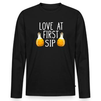 Liebe auf den ersten Schluck Kombucha-Liebhaber - Männer Premium Bio Langarmshirt - Schwarz - Vorne - Nico (187cm)
