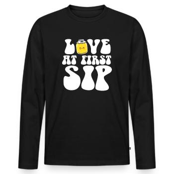 Liebe auf den ersten Schluck Kombucha-Liebhaber - Männer Premium Bio Langarmshirt - Schwarz - Vorne - Nico (187cm)
