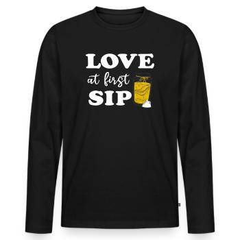 Liebe auf den ersten Schluck Kombucha-Liebhaber - Männer Premium Bio Langarmshirt - Schwarz - Vorne - Nico (187cm)
