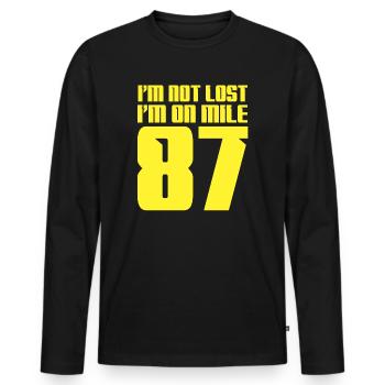 Ich bin nicht verloren, ich bin auf Meile 87 Marathon - Männer Premium Bio Langarmshirt - Schwarz - Vorne - Nico (187cm)