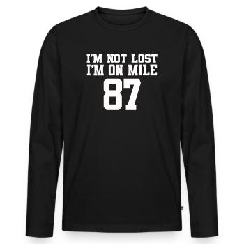 Je ne suis pas perdu, je suis sur le marathon du mile 87 - T-shirt manches longues Premium bio Homme - noir - Devant - Nico (187cm)
