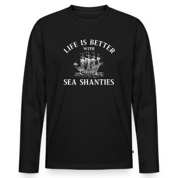 Seemann Meme Piratenschiff Ozean Segeln - Männer Premium Bio Langarmshirt - Schwarz - Vorne - Nico (187cm)