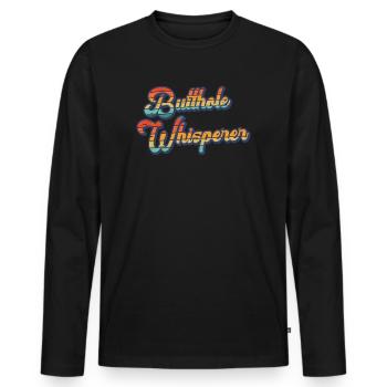 Butthole Whisperer - Men's Premium Organic Long Sleeve Shirt - black - Front - Nico (187cm)