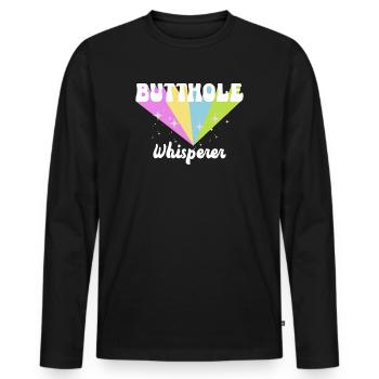 Butthole Whisperer - Men's Premium Organic Long Sleeve Shirt - black - Front - Nico (187cm)