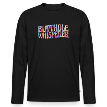 Butthole Whisperer - Men's Premium Organic Long Sleeve Shirt - black - Front - Nico (187cm)