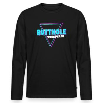 Butthole Whisperer - Men's Premium Organic Long Sleeve Shirt - black - Front - Nico (187cm)