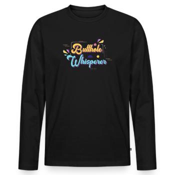 Butthole Whisperer - Men's Premium Organic Long Sleeve Shirt - black - Front - Nico (187cm)