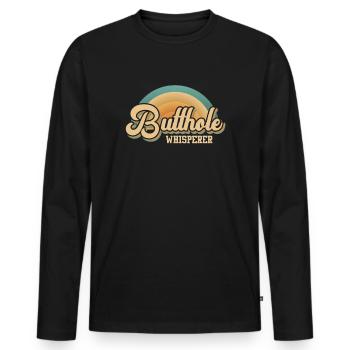 Butthole Whisperer - Men's Premium Organic Long Sleeve Shirt - black - Front - Nico (187cm)
