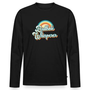 Butthole Whisperer - Men's Premium Organic Long Sleeve Shirt - black - Front - Nico (187cm)
