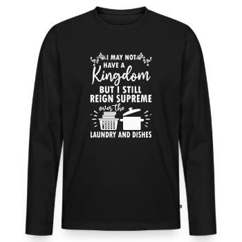 Herrschaft über Wäsche und Geschirr Hausfrau - Männer Premium Bio Langarmshirt - Schwarz - Vorne - Nico (187cm)