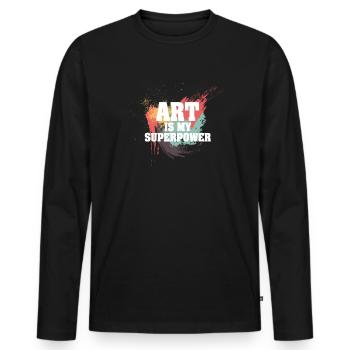 Art Is My Superpower - Men's Premium Organic Long Sleeve Shirt - black - Front - Nico (187cm)