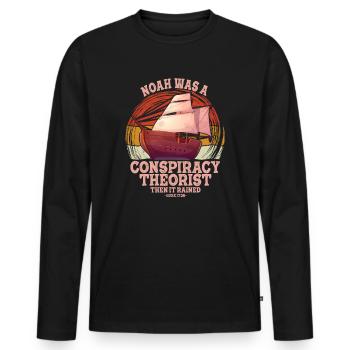 Noah war ein Verschwörungstheoretiker und der - Männer Premium Bio Langarmshirt - Schwarz - Vorne - Nico (187cm)