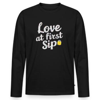 Love At First Sip Kombucha Lover - Men's Premium Organic Long Sleeve Shirt - black - Front - Nico (187cm)