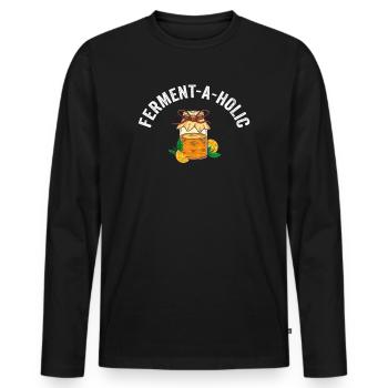 Ferment-A-Holic-Kombucha-Liebhaber - Männer Premium Bio Langarmshirt - Schwarz - Vorne - Nico (187cm)
