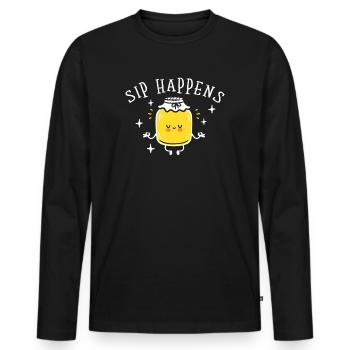 Sip Happens Kombucha-Liebhaber - Männer Premium Bio Langarmshirt - Schwarz - Vorne - Nico (187cm)
