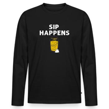 Sip Happens Kombucha Lover Fun Design - Männer Premium Bio Langarmshirt - Schwarz - Vorne - Nico (187cm)