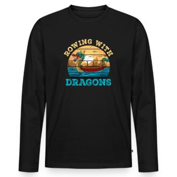 Ramer avec Dragons Dragons Dragonboat - T-shirt manches longues Premium bio Homme - noir - Devant - Nico (187cm)