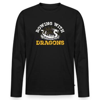 Ramer avec Dragons Dragons Dragonboat - T-shirt manches longues Premium bio Homme - noir - Devant - Nico (187cm)