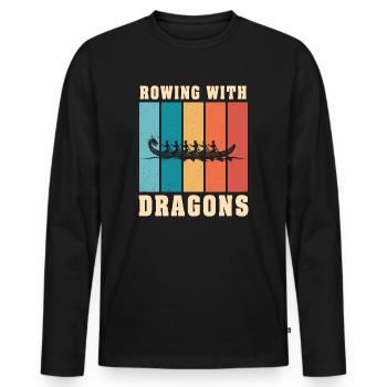 Ramer avec Dragons Dragons Dragonboat - T-shirt manches longues Premium bio Homme - noir - Devant - Nico (187cm)