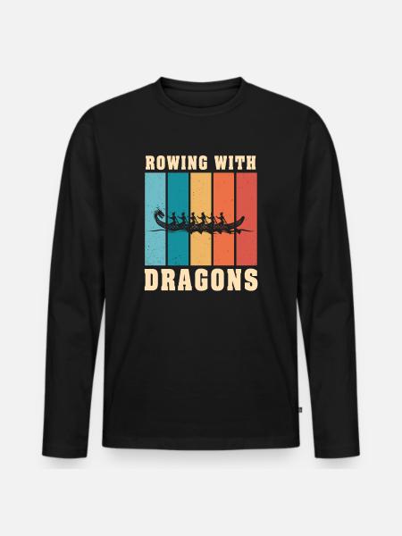 Rowing With Dragons Dragonboat - Men's Premium Organic Long Sleeve Shirt - black