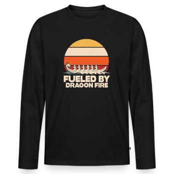 Angetrieben von Drachenfeuer-Drachenboot - Männer Premium Bio Langarmshirt - Schwarz - Vorne - Nico (187cm)