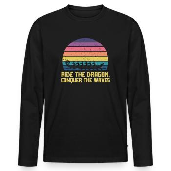 Ride The Dragon, Conquer The Waves - Men's Premium Organic Long Sleeve Shirt - black - Front - Nico (187cm)
