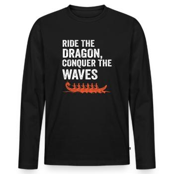 Ride The Dragon, Conquer The Waves - Men's Premium Organic Long Sleeve Shirt - black - Front - Nico (187cm)