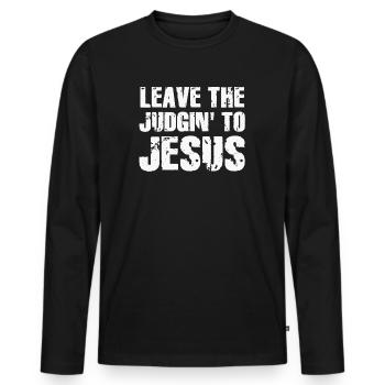 Laissez le jugement à Jésus - T-shirt manches longues Premium bio Homme - noir - Devant - Nico (187cm)