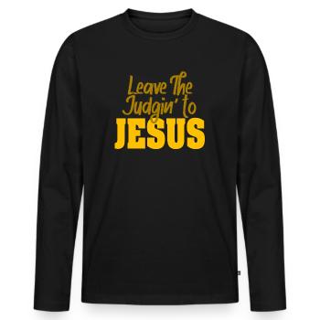 Laissez le jugement à Jésus - T-shirt manches longues Premium bio Homme - noir - Devant - Nico (187cm)