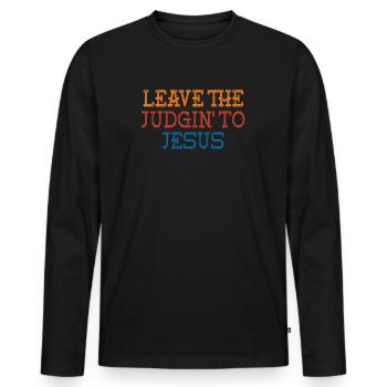 Laissez le jugement à Jésus - T-shirt manches longues Premium bio Homme - noir - Devant - Nico (187cm)