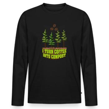 Ich verwandle Kaffee in Kompost Blue Planet - Männer Premium Bio Langarmshirt - Schwarz - Vorne - Nico (187cm)
