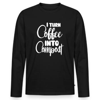 Ich verwandle Kaffee in Kompost Blue Planet - Männer Premium Bio Langarmshirt - Schwarz - Vorne - Nico (187cm)