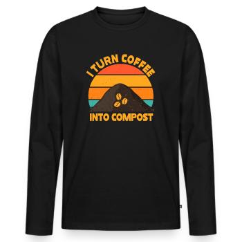 Ich verwandle Kaffee in Kompost Blue Planet - Männer Premium Bio Langarmshirt - Schwarz - Vorne - Nico (187cm)
