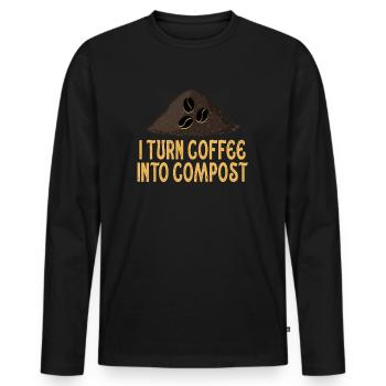 Ich verwandle Kaffee in Kompost Blue Planet - Männer Premium Bio Langarmshirt - Schwarz - Vorne - Nico (187cm)