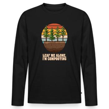 Leaf Me Alone I'm Composting - Men's Premium Organic Long Sleeve Shirt - black - Front - Nico (187cm)