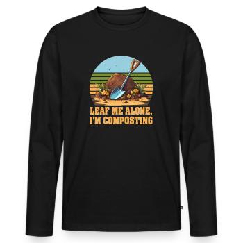 Leaf Me Alone I'm Composting - Men's Premium Organic Long Sleeve Shirt - black - Front - Nico (187cm)
