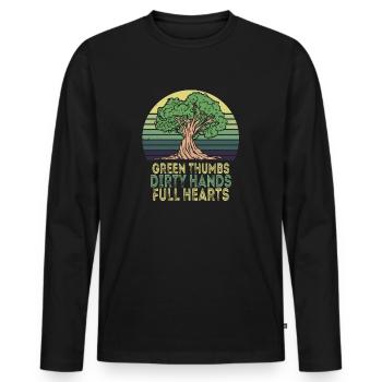 Green Thumbs Dirty Hands Full Hearts - Men's Premium Organic Long Sleeve Shirt - black - Front - Nico (187cm)